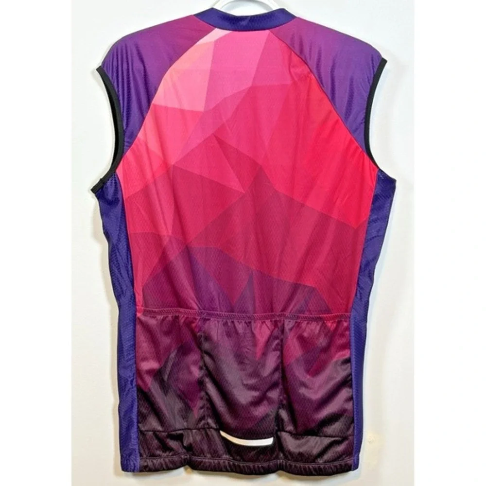 Aogda Sleeveless Cycling Jersey Vest Geometric Print Purple‎ Pink Men XXL  NWT